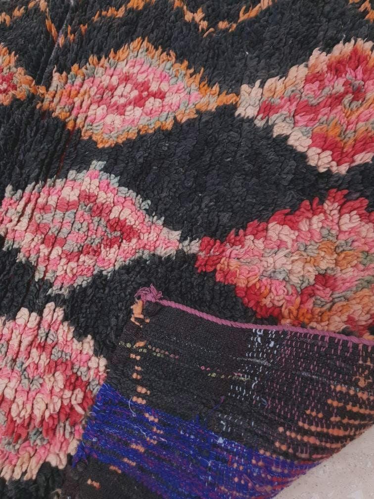50% OFF CLOSING SALE Vintage Moroccan Rug 3x9 Black Rug, Retro runner Rug, Unique Hallway Rug, boujaad accent rug boucherouite rug